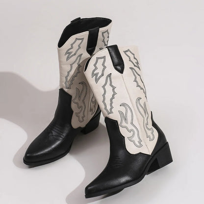 Point Toe Block Heels Boots