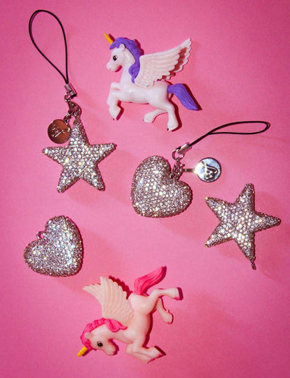 Rhinestone Heart Charm | White