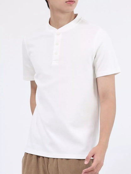 Men's Plus Size Casual Button Detail Short Sleeve T-Shirt