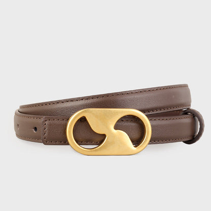 Leather Belt with Golden Buckle