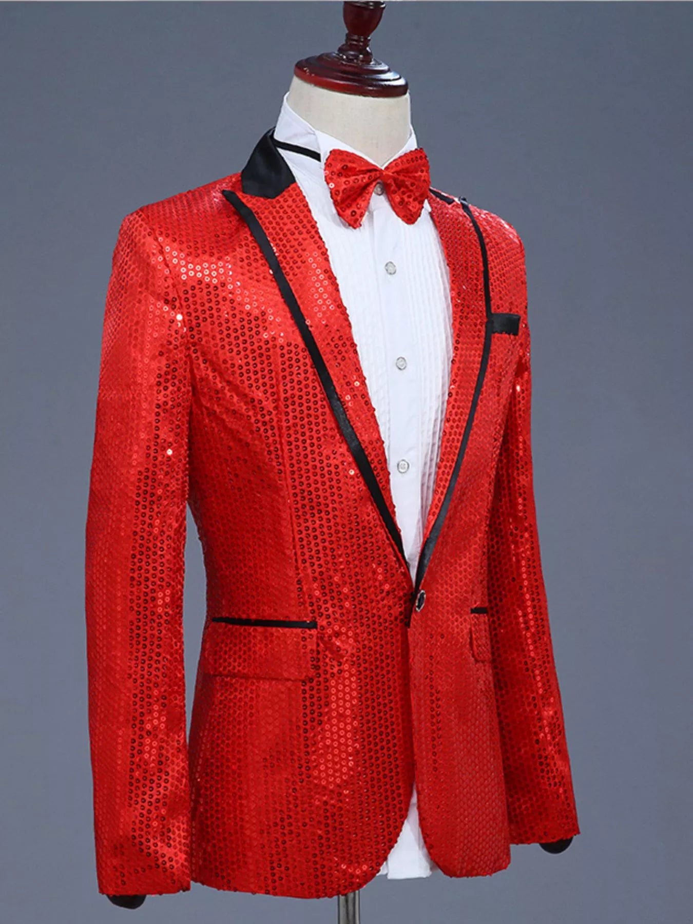 Men's Full Size Sequin One Button Long Sleeve Blazer Plus Size