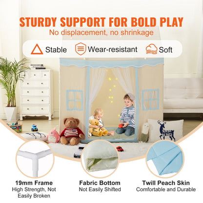 VEVOR Kids Play Tent, Kids Tent For Kids 1-5 Years Old, Toddler Tent With Mat And Tent Lamp, Tent For Kids With Windows For Indoor And Outdoor, Play House Castle Tent For Boys And Girls, Beige