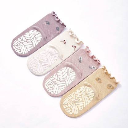 New- Little Wonder Things- Organic- 4 Pairs of Stay-On Baby & Toddler Non-Slip Socks
