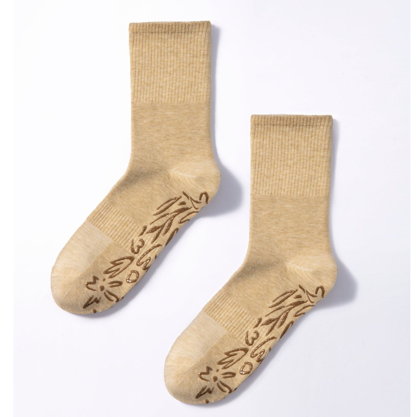 Serene Socks- Adult Organic Cotton Non-Slip Socks- 4 Seasons- Lemon- 2 Pairs