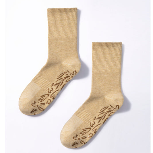 Serene Socks- Adult Organic Cotton Non-Slip Socks- 4 Seasons- Lemon- 2 Pairs