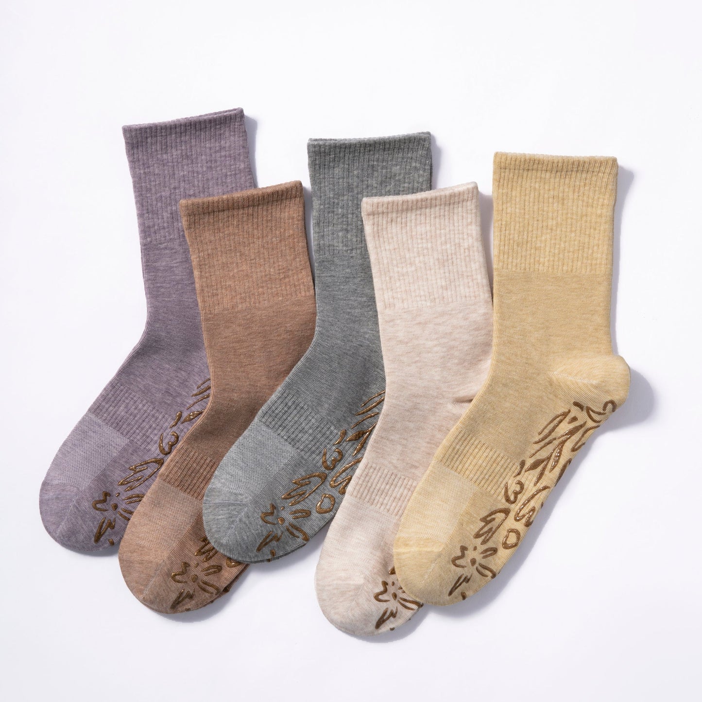 Serene Socks- Adult Organic Cotton Non-Slip Socks- 4 Seasons- Lavender- 2 Pairs