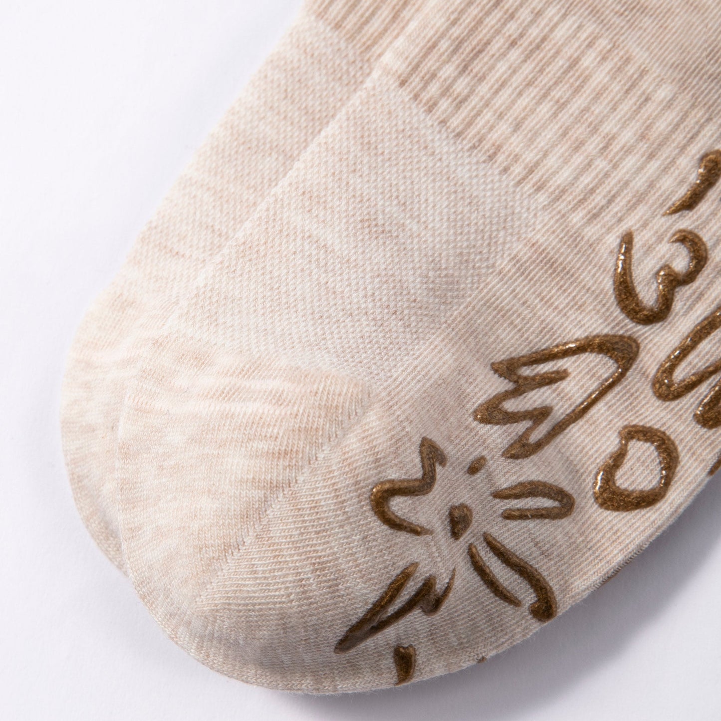 Serene Socks- Adult Organic Cotton Non-Slip Socks-  4 Seasons- Beige- 2 Pairs