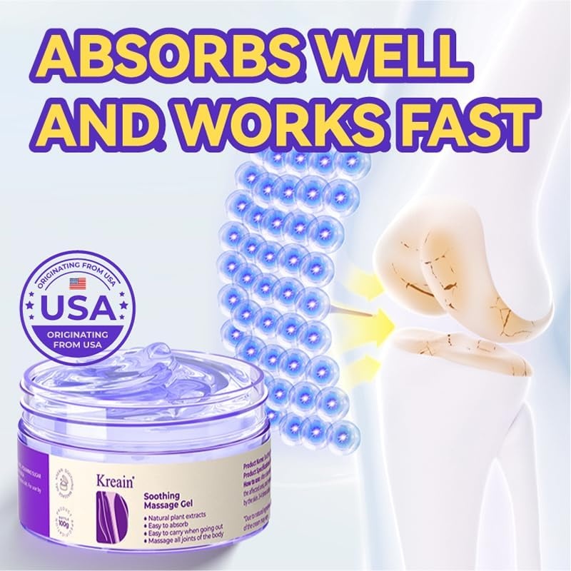 Kreain Nature Soothing Massage Relief Gel, Joint Purple Gel Cooling Soothes Cream For Knees, Hand Arthritis, Lumbar, Neck And Shoulders
