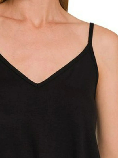 Zenana Two-Way V and Scoop Neck Reversible Spaghetti Cami
