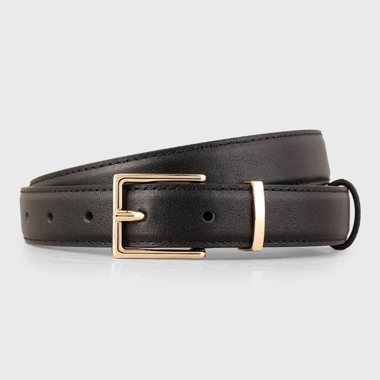 Leather Belt with Golden Buckle