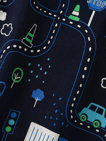 Children's Construction Vehicle Print Short Sleeve T-Shirt