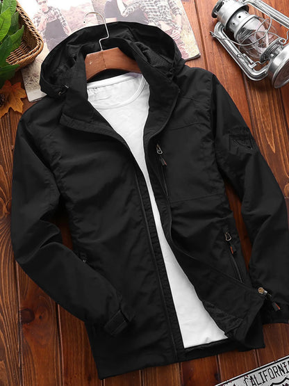 Men's Plus Size Lightweight Hooded Windproof Outdoor Jacket