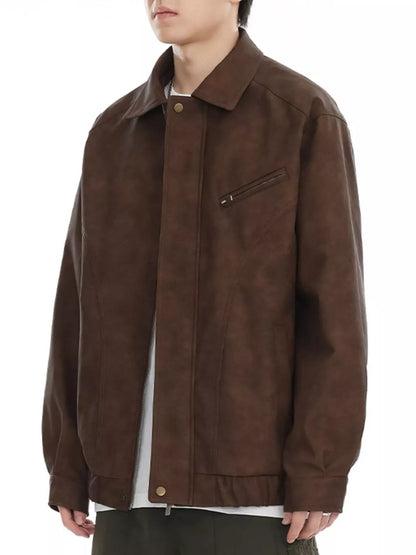 Men's Plus Size Vintage Style Zip Up Jacket