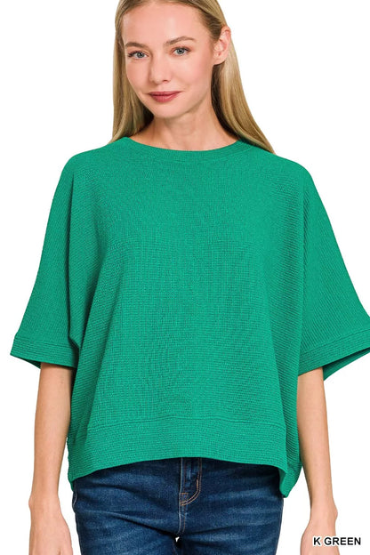 Zenana Double Knit Banded Bottom Short Sleeve Top