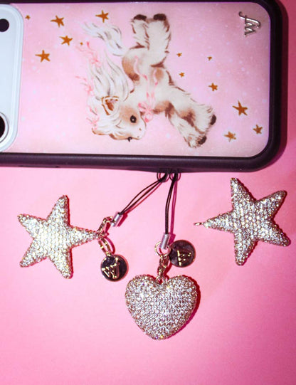 Rhinestone Heart Charm | White