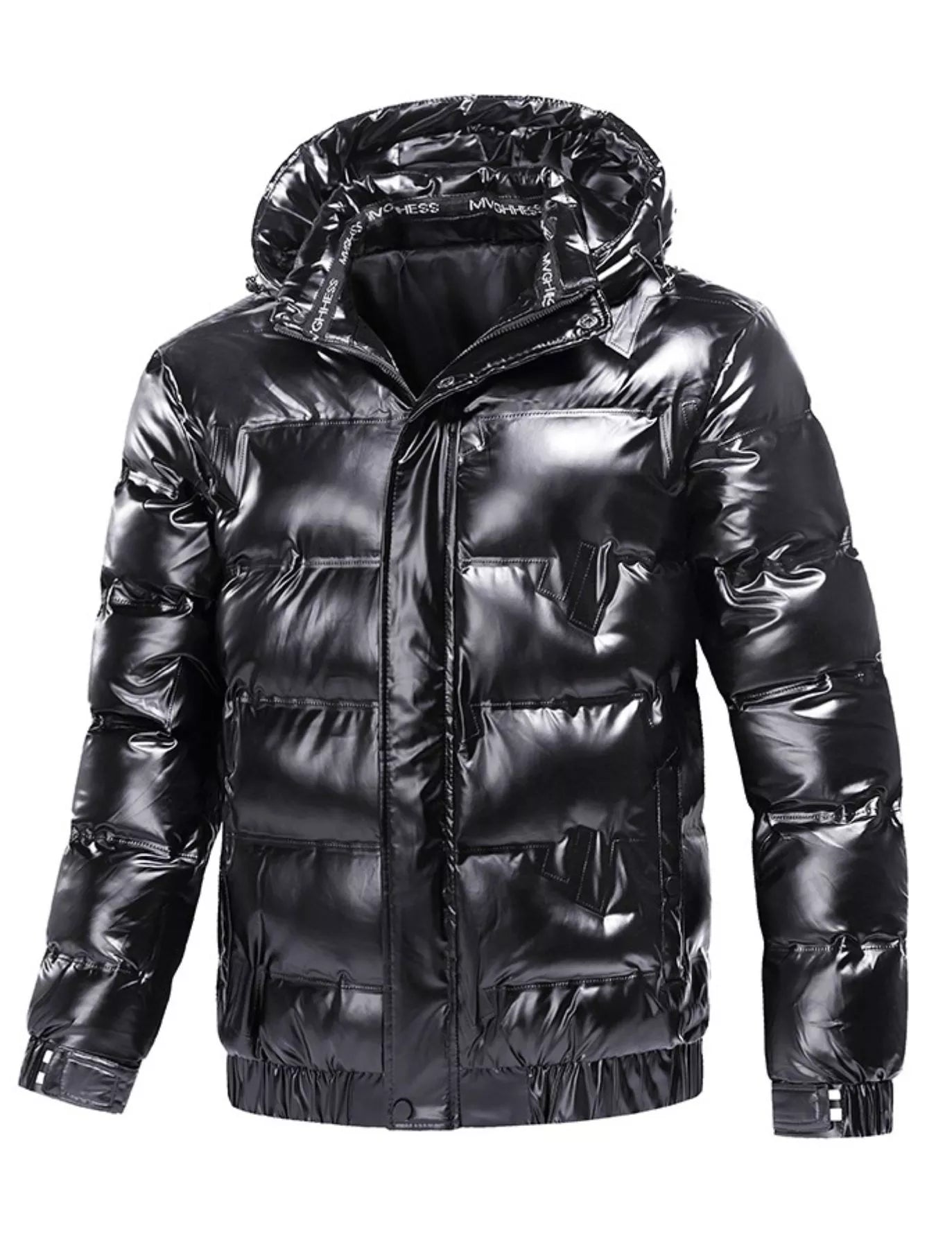 Men's Plus Size Zip Up Hooded Puffer Jacket