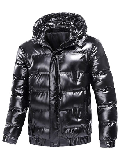Men's Plus Size Zip Up Hooded Puffer Jacket