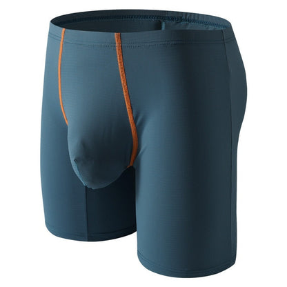 Lengthened Underwear Ice Silk Sexy Men's Boxers Mid-waist U Convex Sexy Quick-drying