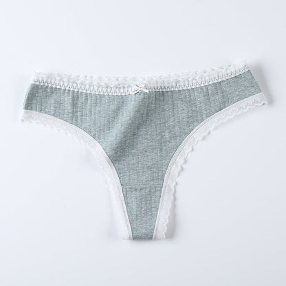 Silk T-shaped Women's Cotton Lace-trimmed T-shaped Panties
