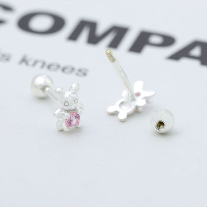 925 Sterling Silver Bear Stud Earrings