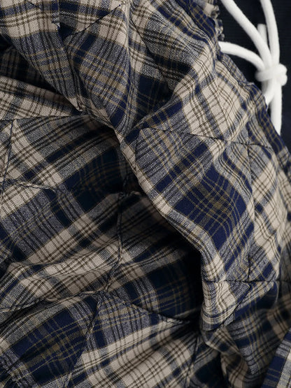 Drawstring Plaid Skort