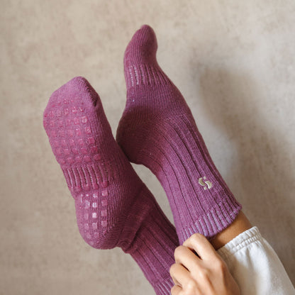 Serene Socks- Adult Merino Wool Non-Slip Socks- Viola- 1 pair