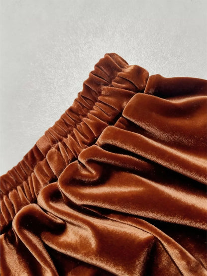 Plus Size Ruffled Velvet Elastic Waist Skirt