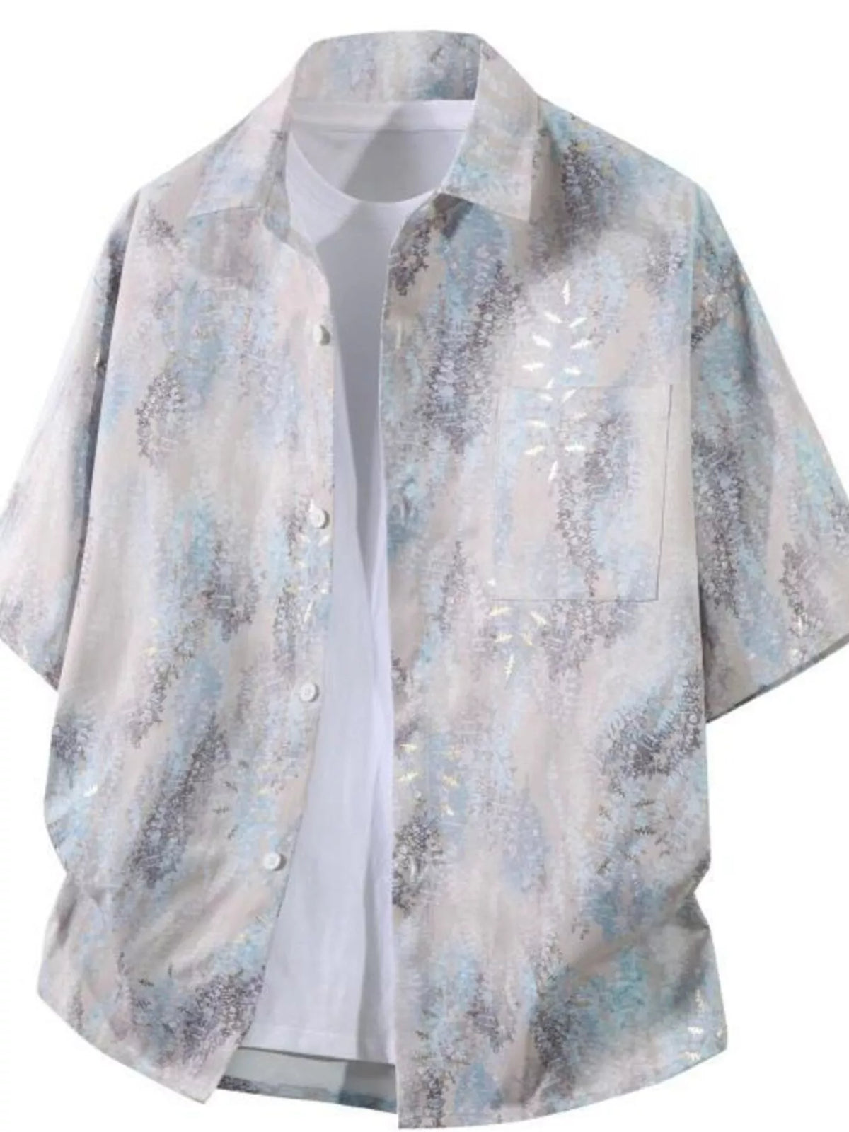 Men's Plus Size Tropical Print Short Sleeve Casual Shirt