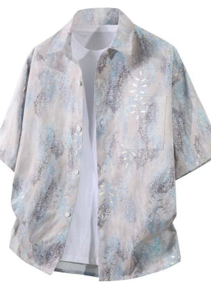 Men's Plus Size Tropical Print Short Sleeve Casual Shirt