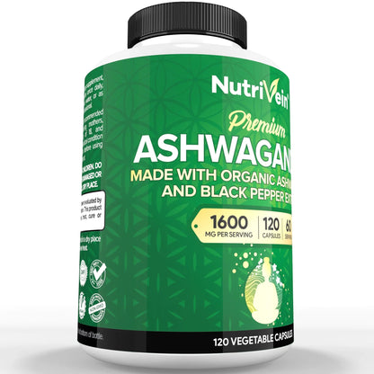 Nutrivein Premium Ashwagandha Supplement 1600mg - 120 Capsules