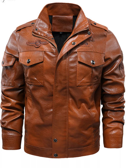 Men's Plus Size Vintage Style Faux Leather Moto Jacket