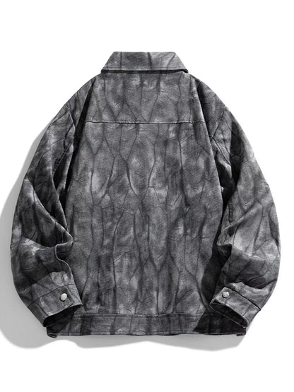 Men's Plus Size Abstract Print Long Sleeve Casual Jacket