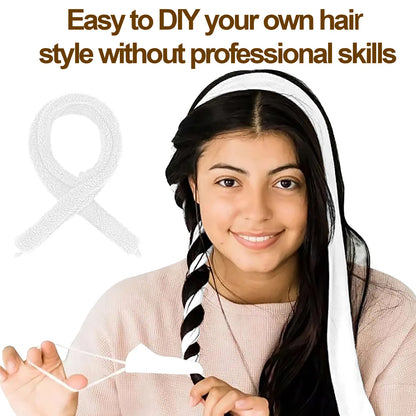 Satin Heatless Hair Curler, Lazy Natural Soft Wave DIY Heatless Curls For Sleep In Overnight, For All Hair Types - White