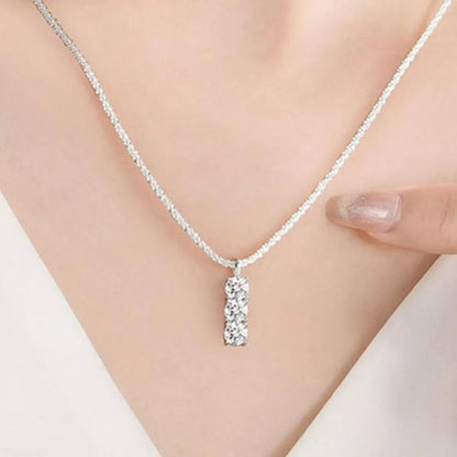 Moissanite 925 Sterling Silver Bar Necklace