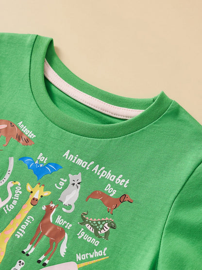 Children's Animal Print Crew Neck T-Shirt