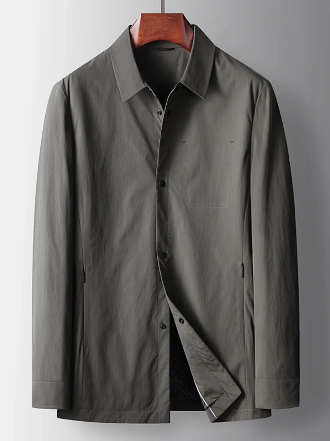 Men's Plus Size Button Up Long Sleeve Jacket