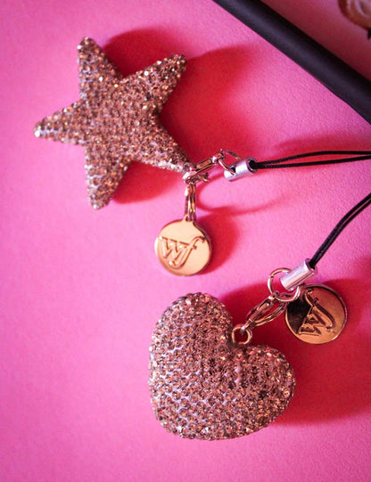 Rhinestone Heart Charm | White