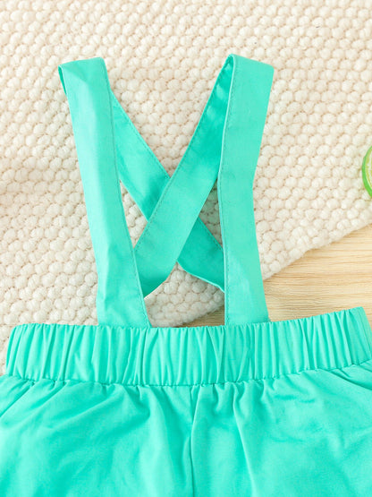 Children's Dinosaur Print Bodysuit & Suspender Shorts Set
