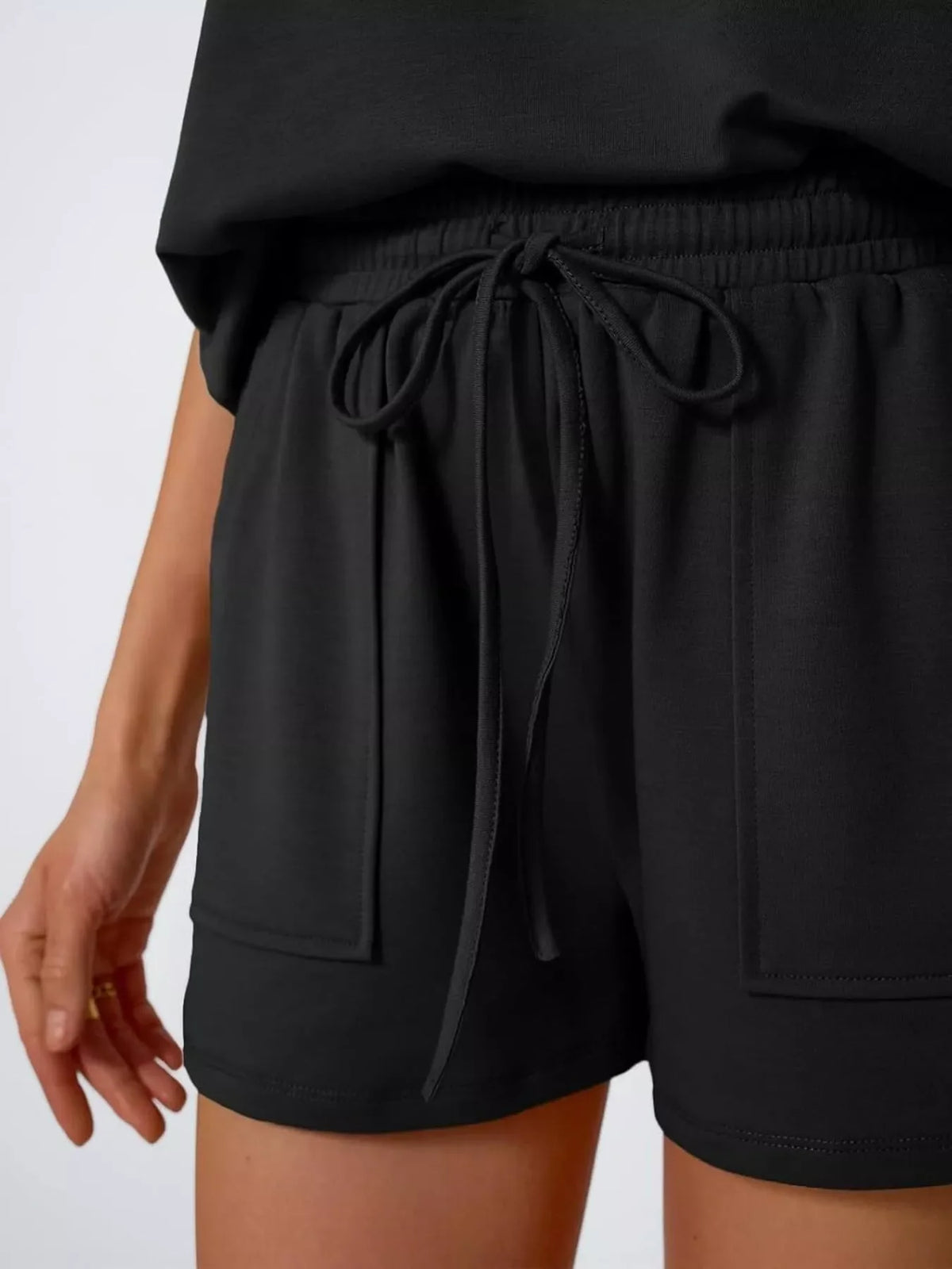 Casual Solid Color T-Shirt and Shorts Set
