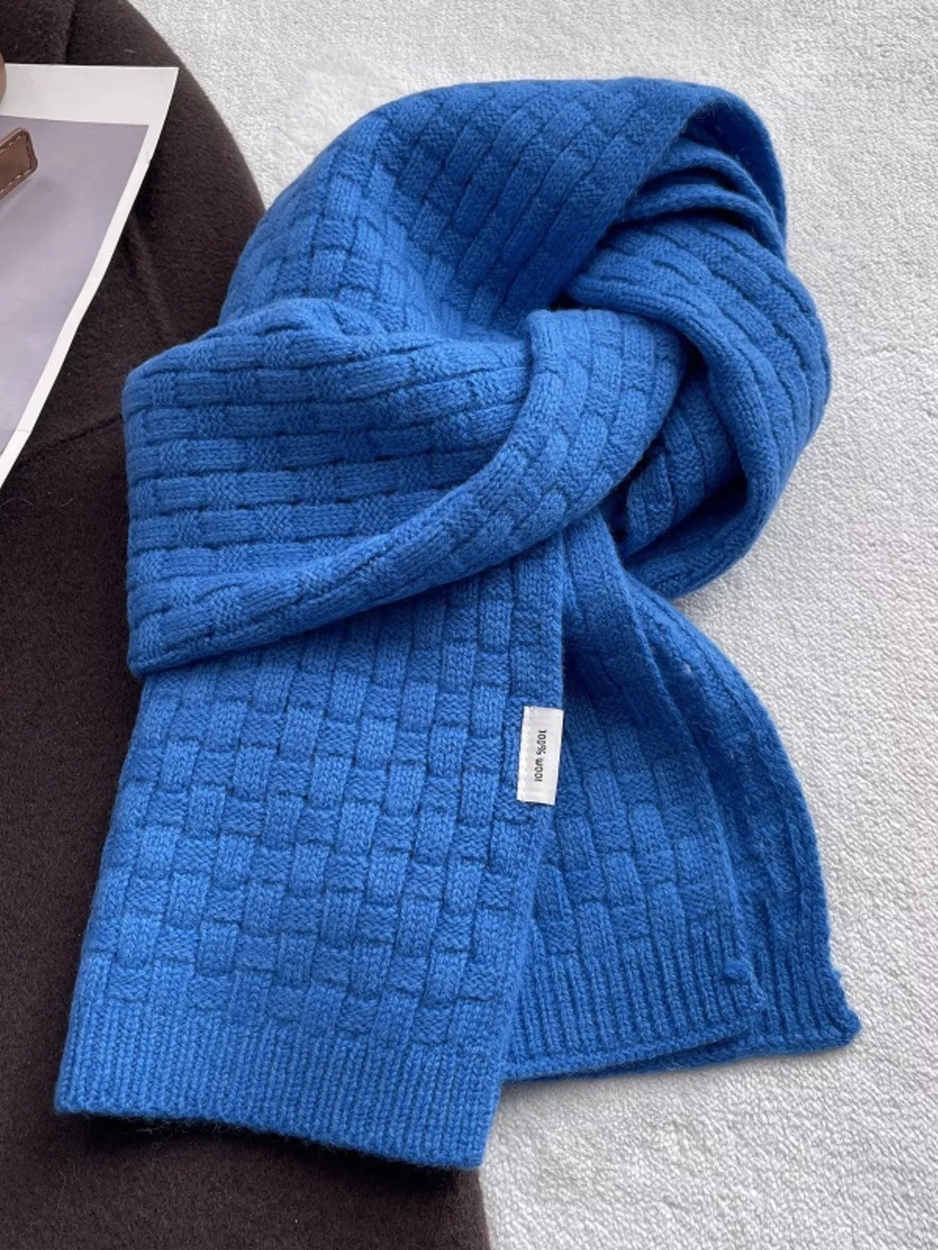 Wool Woven Pattern Knitted Scarf