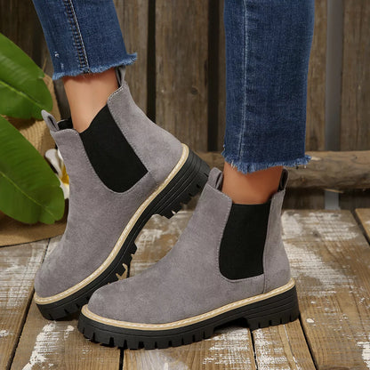 Round Toe Block Heels Boots