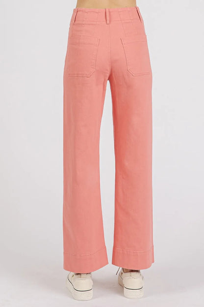 Mittoshop Twill Patch Pocket High Rise Wide Leg Pants