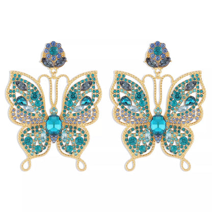 Butterfly Rhinestone Dangle Earrings