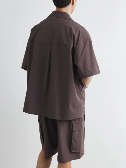 Men's Plus Size Button Up Short Sleeve Shirt and Shorts Set