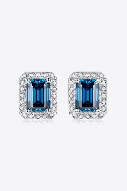 2 Carat Moissanite Stud Earrings in Indigo