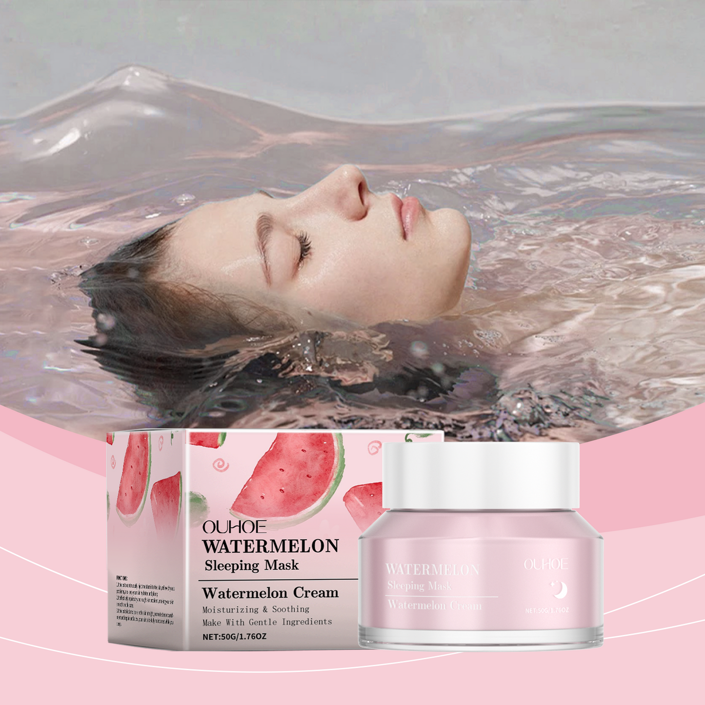 OUHOE Watermelon Sleeping Mask, Hydrates, Moisturizes, Brightens And Deeply Cleanses Pores