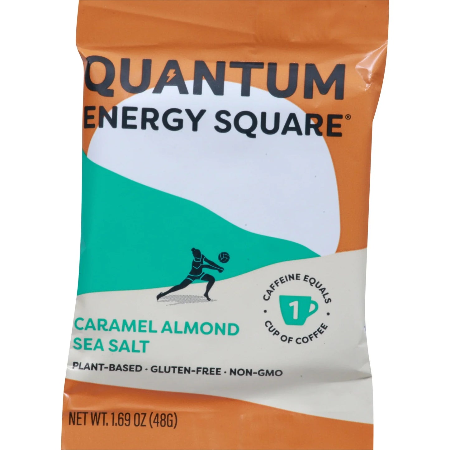 Quantum Energy Squares - Caramel Almond Sea Salt Bars, 1.69 oz (Pack of 8) - Energy Bar Snacks