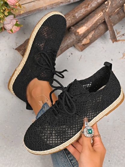 Breathable Woven Lace Up Sneakers