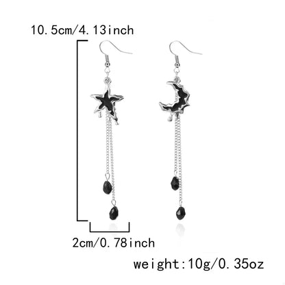 Star & Moon Chain Drop Earrings