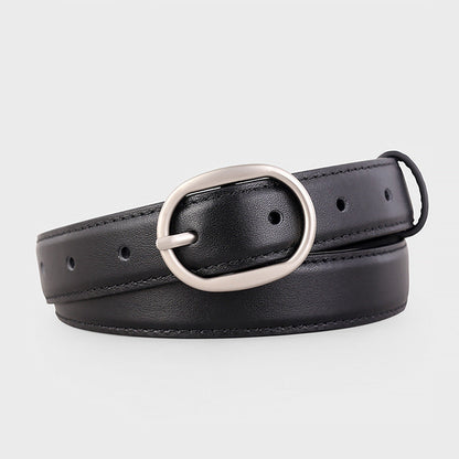 Oval Buckle Leather Belt